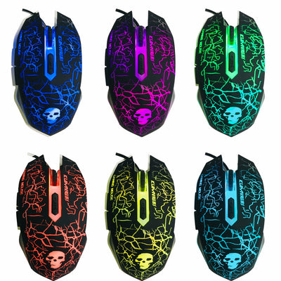 Lexon tech Kabelgebundene Tastatur und Maus Set T6 Rainbow Hintergrundbeleuchtung, USB, ergonomische Multimedia-Tastatur, 2400 DPI,6 Tasten,USB-Gaming-Maus, inklusive Gaming-Mauspads in Standardgröße