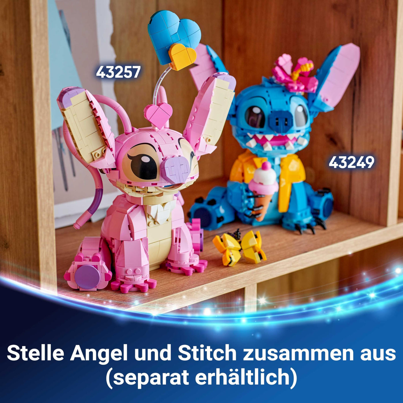 LEGO | Disney Angel - Lilo & Stitch Spielzeug - Spielset zum Bauen mit 3 Herzballons & 1 Schmetterling – Kreative Deko - Geschenk für Mädchen, Jungen ab 9 Jahre und Erwachsene Fans – 43257
