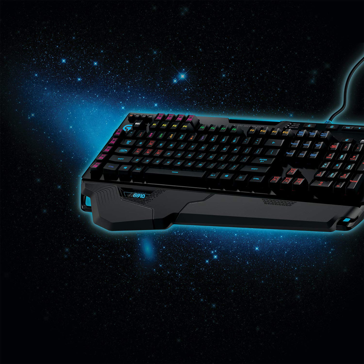 Logitech G910 Orion Spectrum mechanische Gaming-Tastatur, Taktile Romer-G Switches, RGB-Beleuchtung, 9 Programmierbare G-Tasten, Anti-Ghosting, ARX-Zweitbildschirm Feature, Skandinavisches-Layout, Schwarz