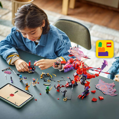 LEGO NINJAGO Chaosdrache Donnerzahn – Bewegliche Actionfigur mit 6 Minifiguren (Lloyd, NYA, Arin und Sora) – Kreatives Spielzeug zu Weihnachten für Kinder ab 8 Jahren – 71832