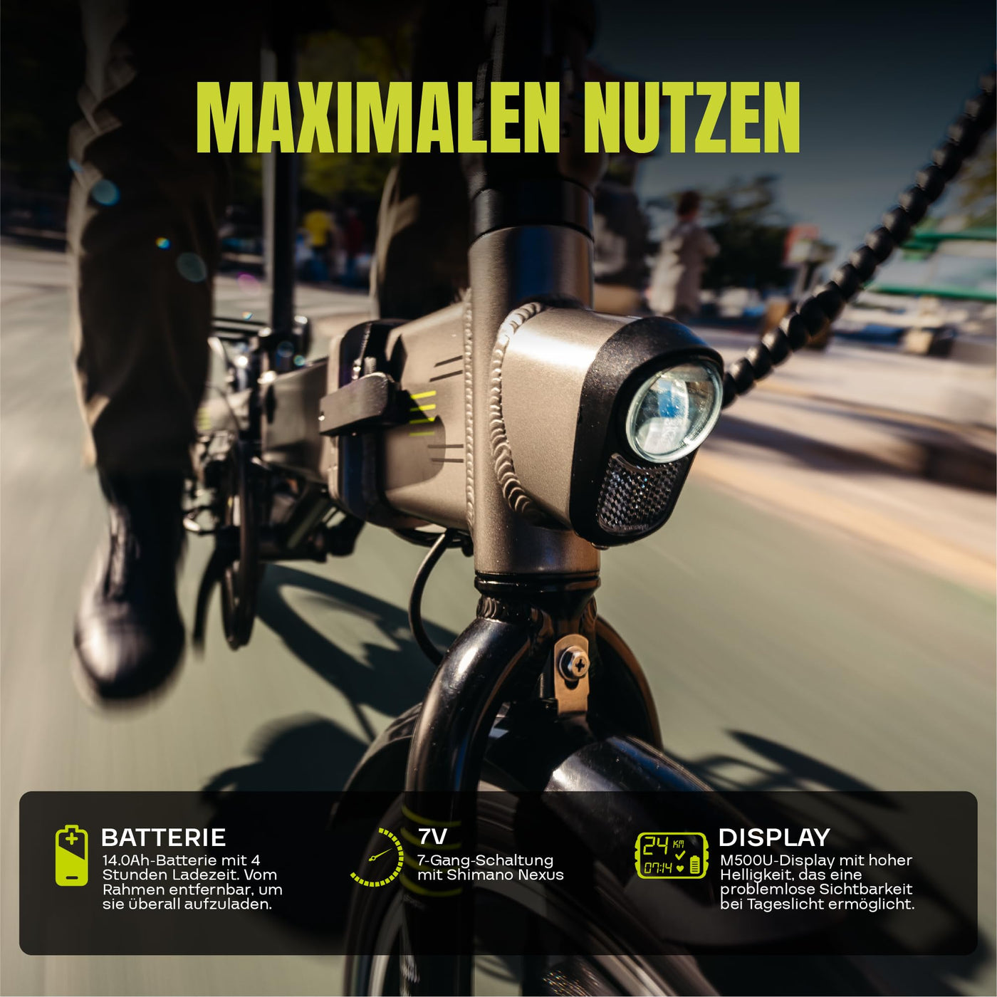 Flebi Supra 4.0+ Klapprad Elektrisch 16" | Reichweite 100 km | Abnehmbarer Akku 14Ah/504Wh | 7 Gänge | Kompaktes und Leichtes E-Bike für Erwachsene/Teenager, Unisex für Damen/Herren (Technisch Blau)