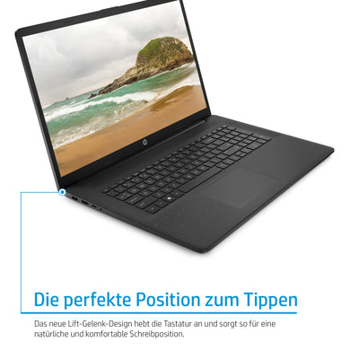 HP Laptop 17,3 Zoll HD+ Display, Intel Celeron N4120, 8GB DDR4 RAM, 256GB SSD, Intel UHD 600 Grafik, Windows 11, QWERTZ Tastatur, Schwarz