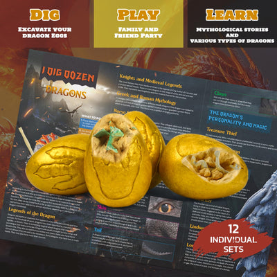 Grabset für Kinder Gold Drachenei Ausgrabungsset für Kinder - 12-Drachenspielzeug Ausgraben - Experimente Geschenk Junge Mädchen 5 6 7 8 9 10 11 12 Jahre