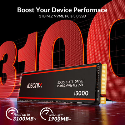 iDsonix M.2 SSD 1 TB, PCIe Gen3x4, Geschwindigkeit bis zu 3.100 MB/s, M.2 2280 NVME 1 TB SSD mit 3D NAND Flash und Kühlkörper, internes Solid State Laufwerk für Laptop, Desktop, Mini PC und Computer