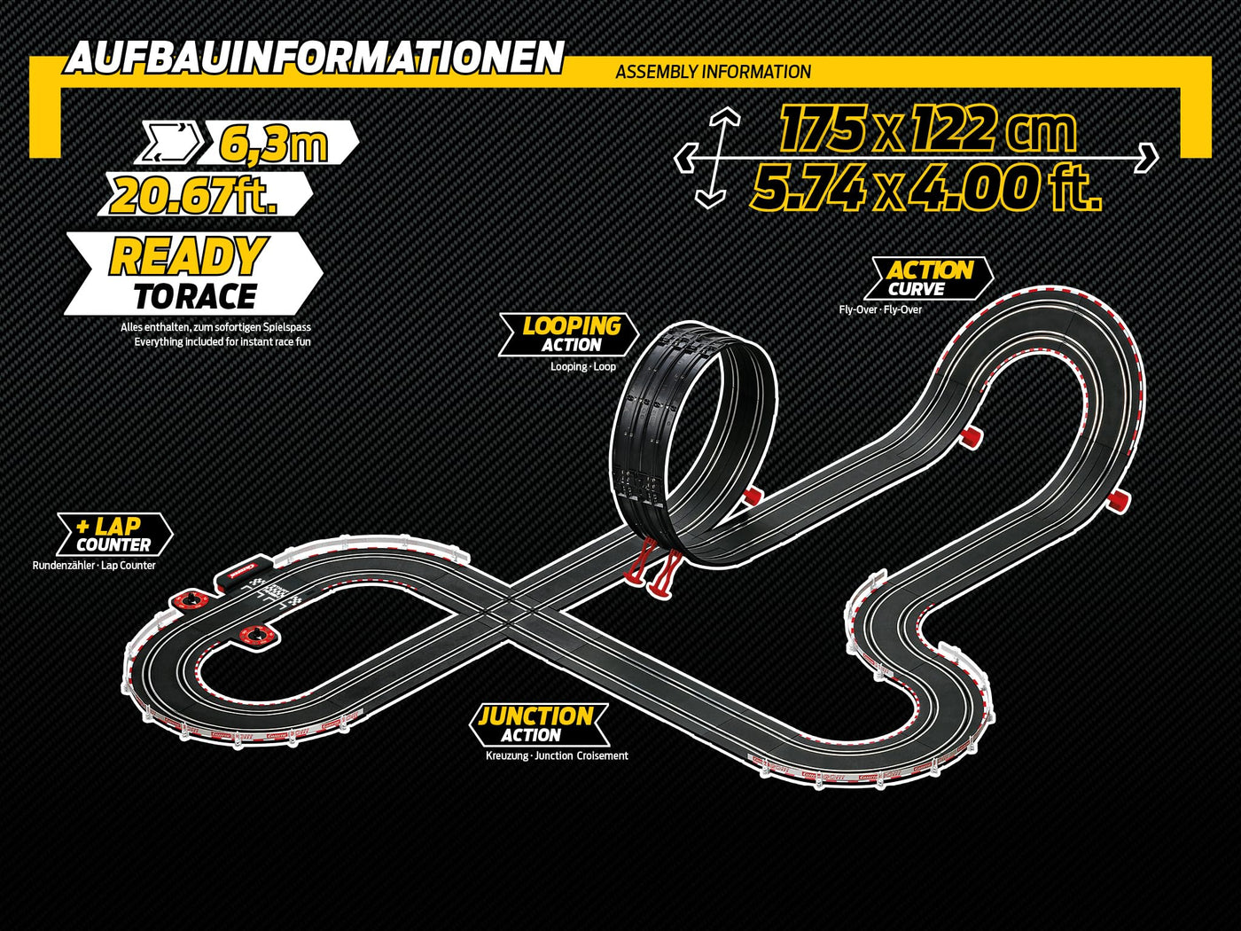 Carrera - 20062561 - DHigh Speed I Digitale Rennbahn I Fahre das Rennauto des 2022er Champions I 63 Meter Strecke mit Rundenzähler und Turbo-Boost I Originalgetreue Fahrzeuge Maßstab 1:43