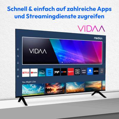 MEDION 125,7 cm (50 Zoll) Ultra HD Fernseher (Smart-TV, HDR10, VIDAA Store, Netflix, Prime Video, Disney+, DAZN, Paramount+, HbbTV, PVR, Bluetooth, MD 850200)