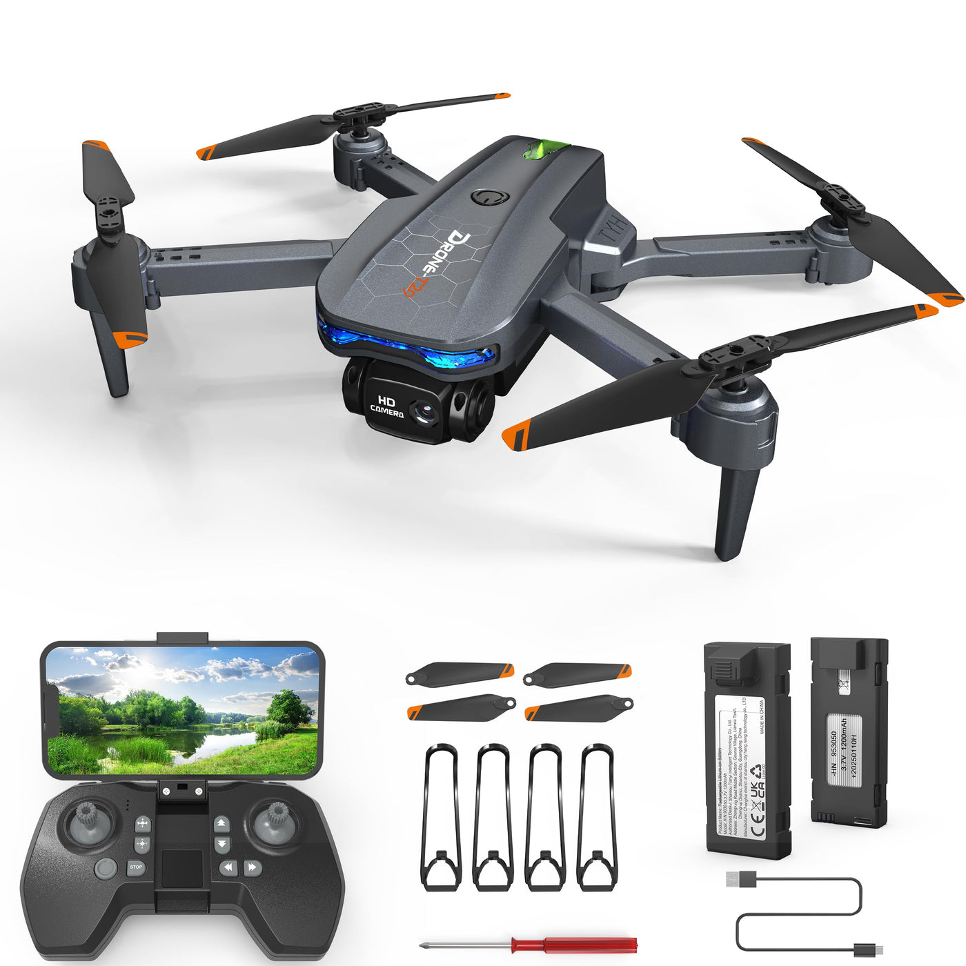 FERIETELF T29 Drohne mit Kamera 1080P HD – Faltbar Mini Drohne für Kinder & Erwachsene | WiFi FPV, 2x 1200mAh Akkus, Quadrocopter für Anfänger, Drone Kinderspielzeug Geschenk