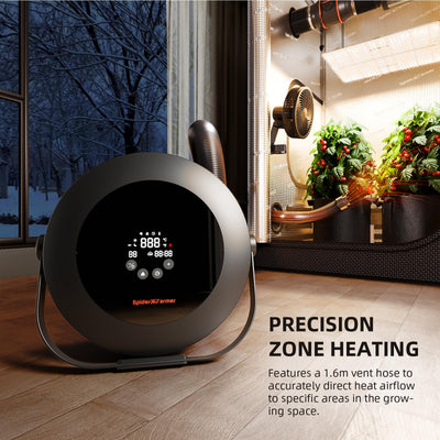 Spider Farmer Heizlüfter,540W Heizung Intelligente Temperaturregelung Energiesparend Leise,4 Modi und 24 Std. Timer, 10-PTC Heizung und Lüftungsrohr, Geeignet für Schlafzimmer, Büros, und Gewächszelte