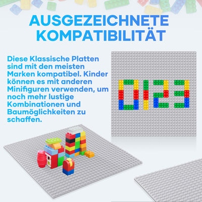 Mlikero 10 Klassische Grundplatten Bauplatte für Bausteine, 25*25cm Bauplatten kompatibel mit Allen großen Marken und Bausteine Spieltisch, Classic Platten Set Geeignet für Bauherren ab 3 Jahren, Grau