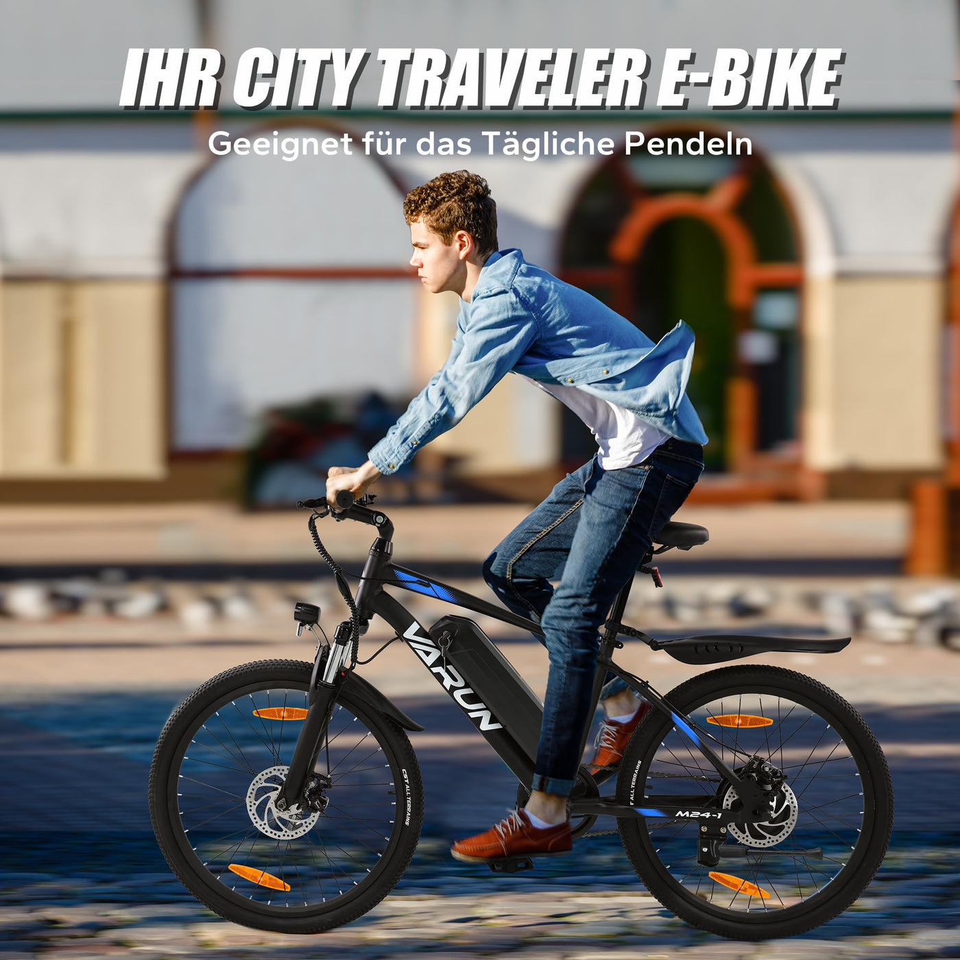 VARUN E Bike 24 Zoll, E-Mountainbike Herren Damen mit 250W Motor, 36V 7.8Ah Herausnehmbare Li-Ion Batterie, Aluminiumlegierung Elektrofahrrad, geeignet für Outdoor Kurztrips