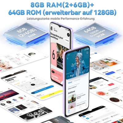 OUKITEL C57S Android 14 Smartphone Ohne Vertrag 4G - 8GB+64GB/128GB Handy Günstig, Octa Core, 6,52 Zoll HD+, 4300mAh Handy Ohne Vertrag, 4G Dreifache SLM Simlockfreie Handys 2 Jahre Garantie - Gold