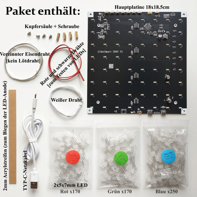 iCubeSmart 8x8x8 LED Cube Elektronik Bausatz DIY Electronic Kit DIY Löten Bausatz (3D8S-MULTI)