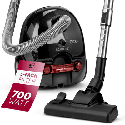 Bomann® Bodenstaubsauger mit energiesparenden 700 Watt | Staubsauger mit 5-Fach Mikrofiltersystem | Sauger mit Beutel | Umschaltbare Bodenbürste und Bürsten-/Fugendüse | BS 9019 CB N anthrazit