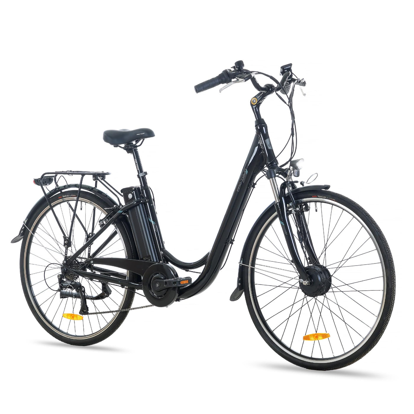 HILAND 28 Zoll Elektrofahrrad, 7-Gang E-Citybike mit 10.4Ah 250W Alu-Rahmen, 700c Elektrofahrrad mit Gepäckträger, E-Fahrrad für Männer Frauen, Schwarz