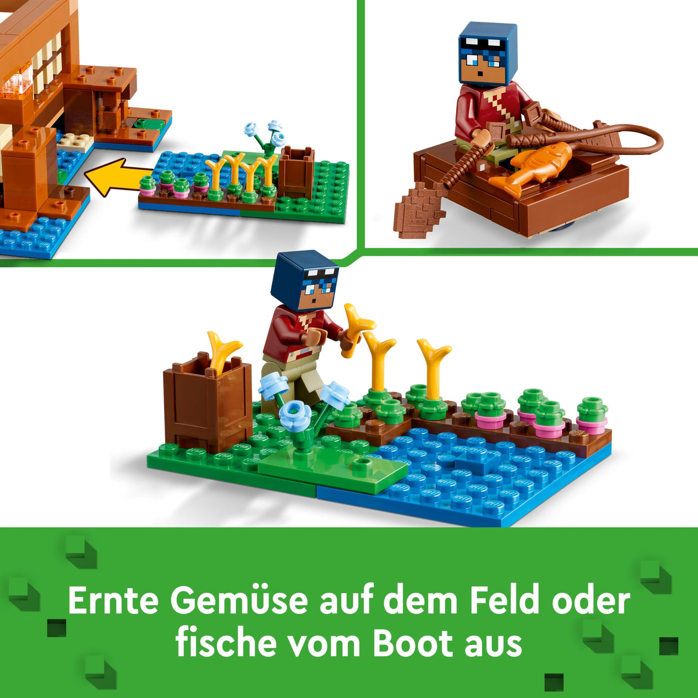 LEGO Minecraft Das Froschhaus - Spielzeug mit Boot, Tierfiguren & Zubehör - Gaming Spielset mit Ruderboot, Ofen, Kuchen und Honig - Gamer Geschenk für Jungen & Mädchen ab 8 Jahren - 21256