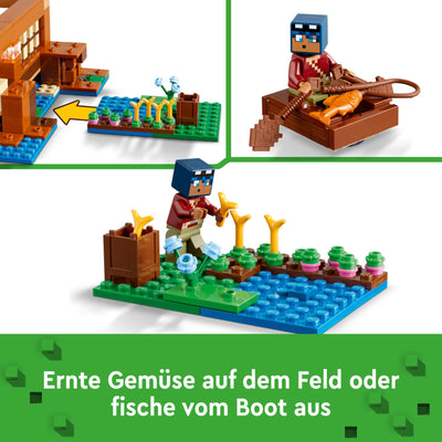 LEGO Minecraft Das Froschhaus - Spielzeug mit Boot, Tierfiguren & Zubehör - Gaming Spielset mit Ruderboot, Ofen, Kuchen und Honig - Gamer Geschenk für Jungen & Mädchen ab 8 Jahren - 21256