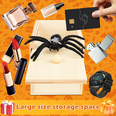 2 Stück Spider Prank Box, Spinne Scherzartikel, Spinne Streich Box Holz, Holz Prank Spider Scare Box Streich Spinne Angst Box Streichschachtel für Kinder Erwachsene Party Favors