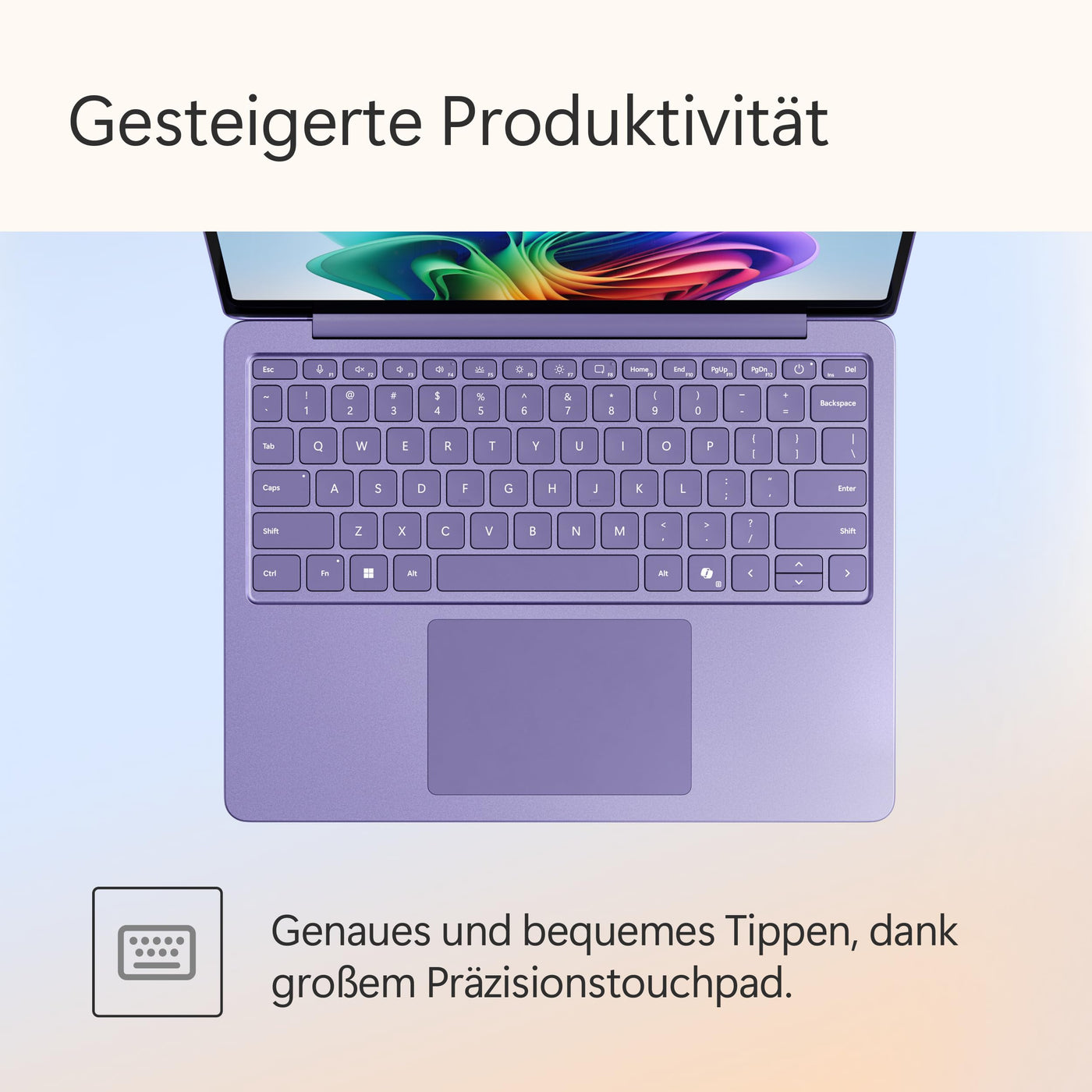 Microsoft Surface Laptop | Copilot+ PC | 13” LCD Touchscreen | Snapdragon® X Plus | 16GB RAM | 512GB Speicher | Neuestes Modell | Violett
