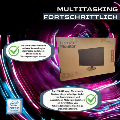 Lenovo Computer All in One 27 Zoll i5 8500 16 GB Ram 1 Tera SSD Win 11 Pro Office 2021 Pro 36 Monate Garantie -c27-40