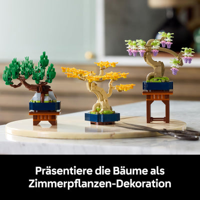 LEGO Botanicals Mini-Bonsais - Bonsai zum Bauen & Ausstellen - Kreative Deko Blumen - Ginkgo, Schwarzkiefer & Wisteria Kunstpflanzen - DIY Deko für Zuhause - Geschenk für Frauen & Männer - 10373