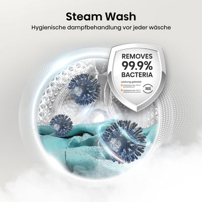 Hisense WF3S8043BB3 Waschmachine mit Dampffunkunktion, 8 kg, 1400 U,min, WIFI, ConnectLife, Power JetWash, Anti-Allergie Programm, Aqua Stop, Auto Wash, Quick Wash, EEK A-30 Prozent