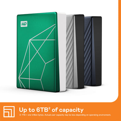 WD My Passport Ultra tragbare Festplatte, 2 TB, 20. Jubiläum, Smaragd-Laufwerk, USB-C, mit Backup-Software und Passwortschutz – WDBJXT0020BGN-WESN