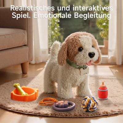OR OR TU Spielzeug Hund der Läuft und Bellt, Realistisches Interaktives Hund Spielzeug Kinder Plüschwelpe Elektronische Haustiere mit Ferngesteuerter für Kinder Mädchen Junge Geschenk