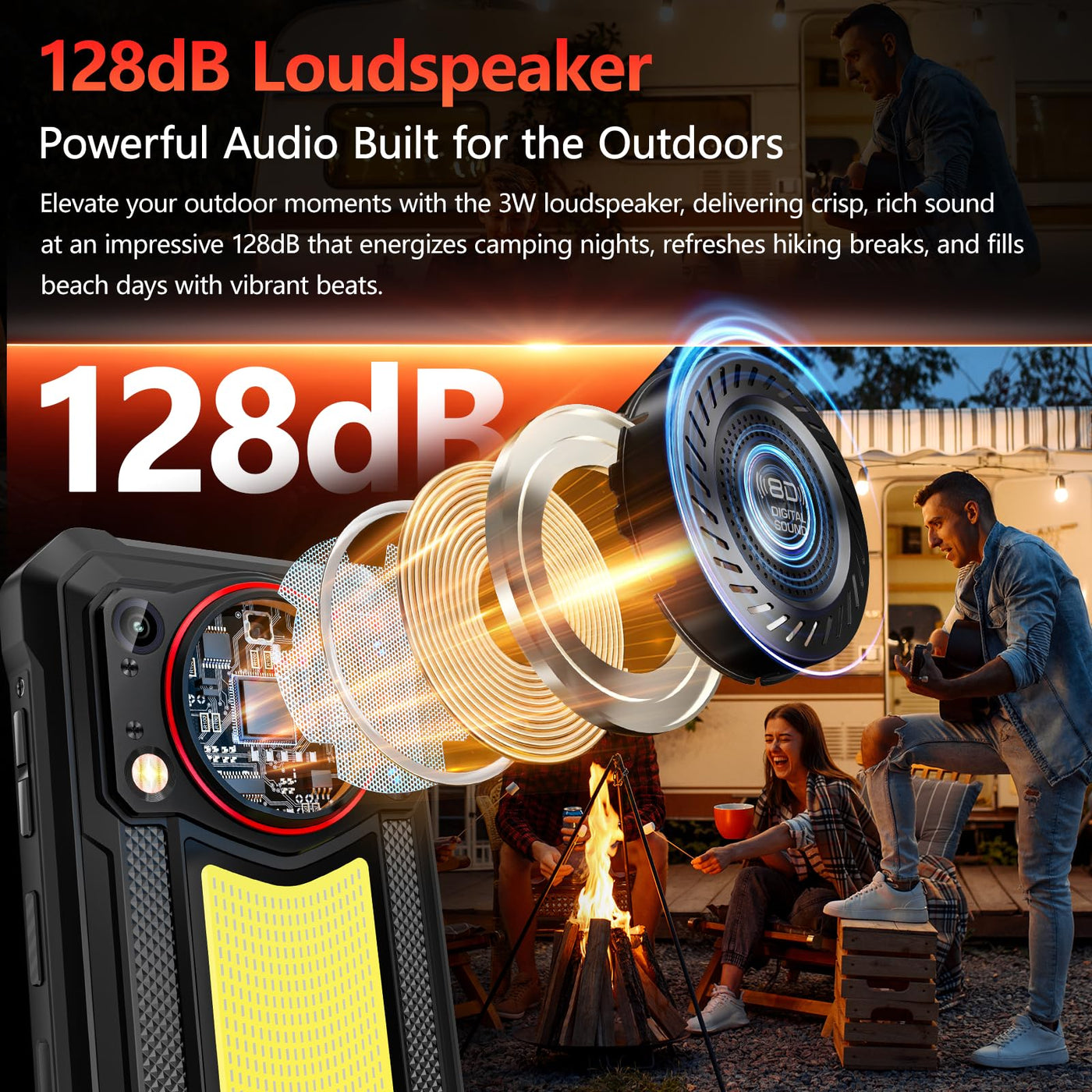 OUKITEL WP53 PRO Outdoor Smartphone Android 15, 24GB(8+16)+ 256GB/1TB Outdoor Handy Ohne Vertrag, 11000mAh Baustellenhandy, 126dB Lautsprecher, 6.52"HD, 50MP, 900lm Camping Licht, 4G Dual SIM/IP68/NFC