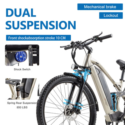 Ficyacto E Bike Herren 27.5 Zoll E-Mountianbike 48V17,5AH Akku Vollefederung Elektrofahrräder 25km/h Trekkingrad E-Cityrad