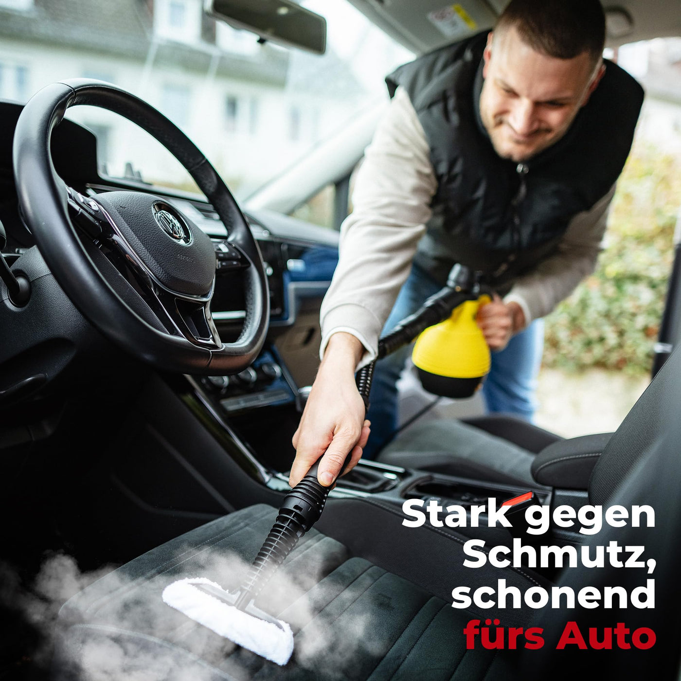 Neighbour's Friend® Dampfreiniger Handgerät mit vielen Aufsätzen 350ml Tank I Leistungsstarker Handdampfreiniger 3,5 Bar I Dampf Gerät Fenster mit Dampfregulierung