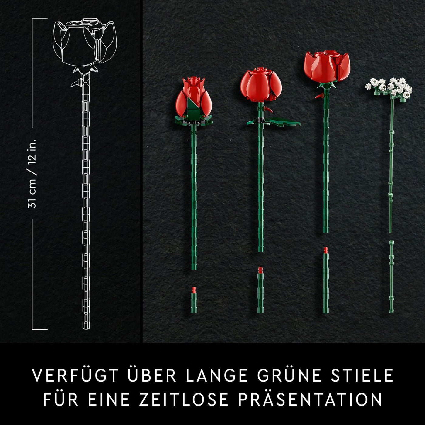 LEGO Botanicals Rosenstrauß - Blumen zum Bauen und Ausstellen - DIY Deko mit Pflanzen - Modellbau mit Kunstblumen - Bauset für Erwachsene - Geschenk zu Weihnachten für Frauen & Männer - 10328