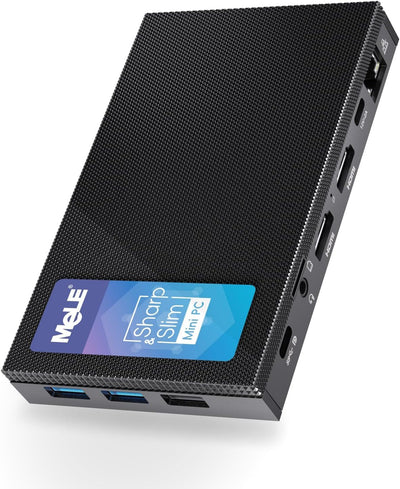 MeLE Mini-PC Quiter4C N100, ohne Betriebssystem, Lüfterloser PC 8GB/128GB, Multi-System-Unterstützung für Win/Linux/Ubuntu, 4K HDMI,USB-C PD3.0 mit voller Funktion, Kleiner Formfaktor für IoT