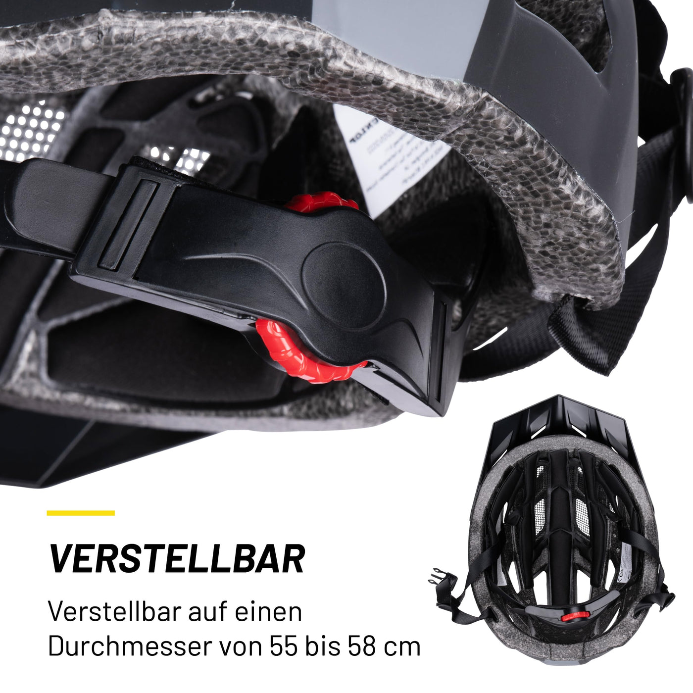 Dunlop Fahrradhelm mit Licht - Fahrradhelm Damen und Herren - Verstellbar von 55 bis 58 cm - Fahrrad Helm Größe M - mit LED-Beleuchtung - 3 Lichtmodi - Schwarz
