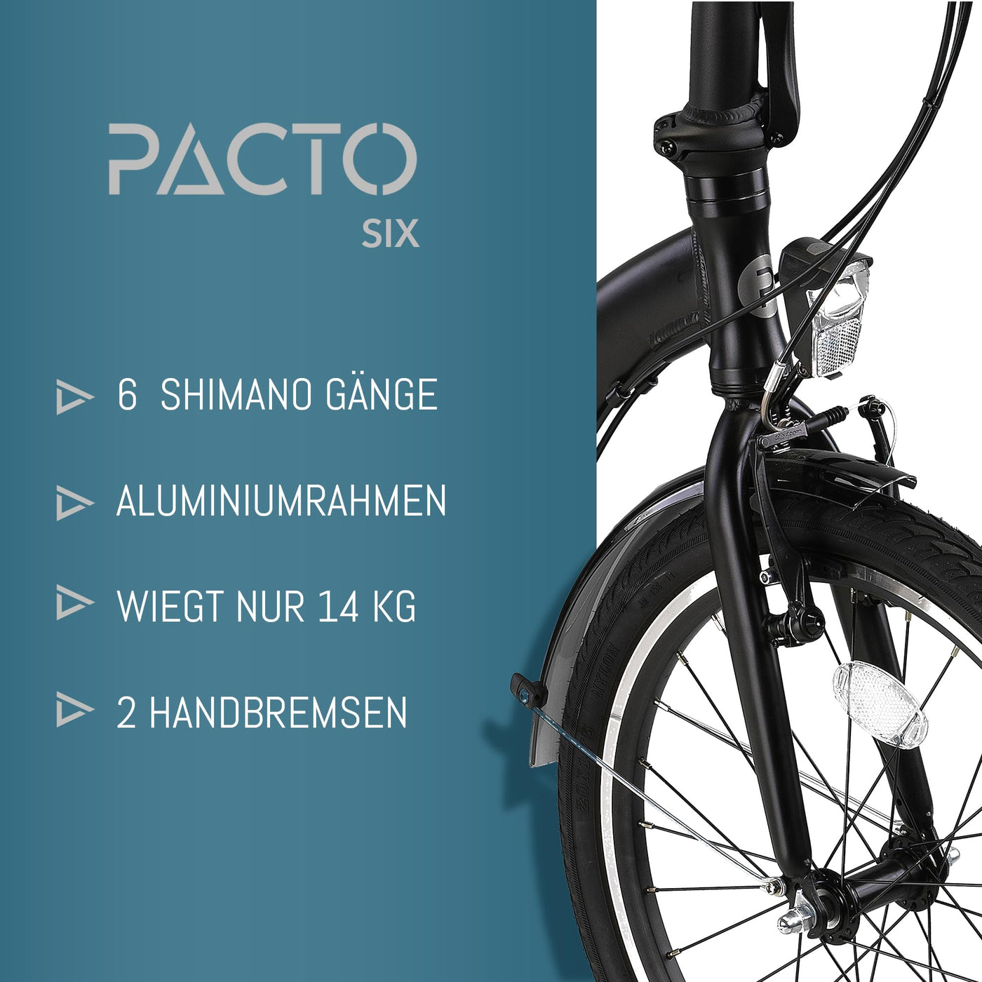 PACTO SIX - Hollandrad Hochwertiges Klappfahrrad 27cm Aluminiumrahmen Bike 20 Zoll Aluminiumräder Bicycle, 6 Speed Shimano Gänge Faltrad Klapprad Fahrrad Klappfahrrad Für Erwachsene Blau (Schwarz)