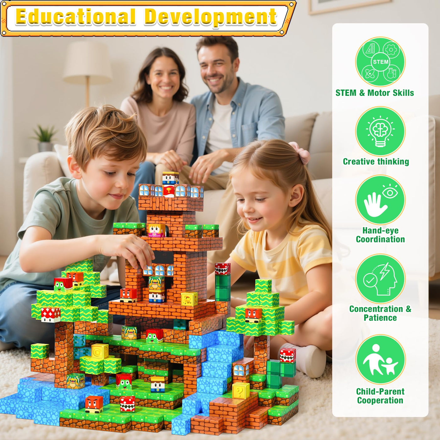 LUVTOY Magnetische Bausteine - Magnetbausteine Kinder - Magnetische Spielzeug Magnetspielzeug Magnete Kinder - Halloween Spielzeug ab 3 4 5 6 7 8 9 Jahre Jungen und Mädchen