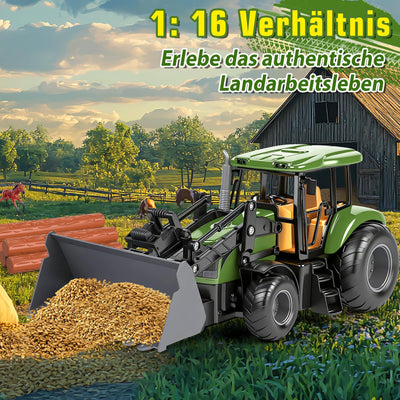 Herenear Ferngesteuerter Traktor für Kinder, Großes RC Traktors Spielzeug- Mit Bluetooth, 2.4 GHz Fernbedienung, Traktor Ferngesteuert mit Anhänger, Bauernhof Fahrzeug Spielzeug Kinder ab 3 4 5 6 7