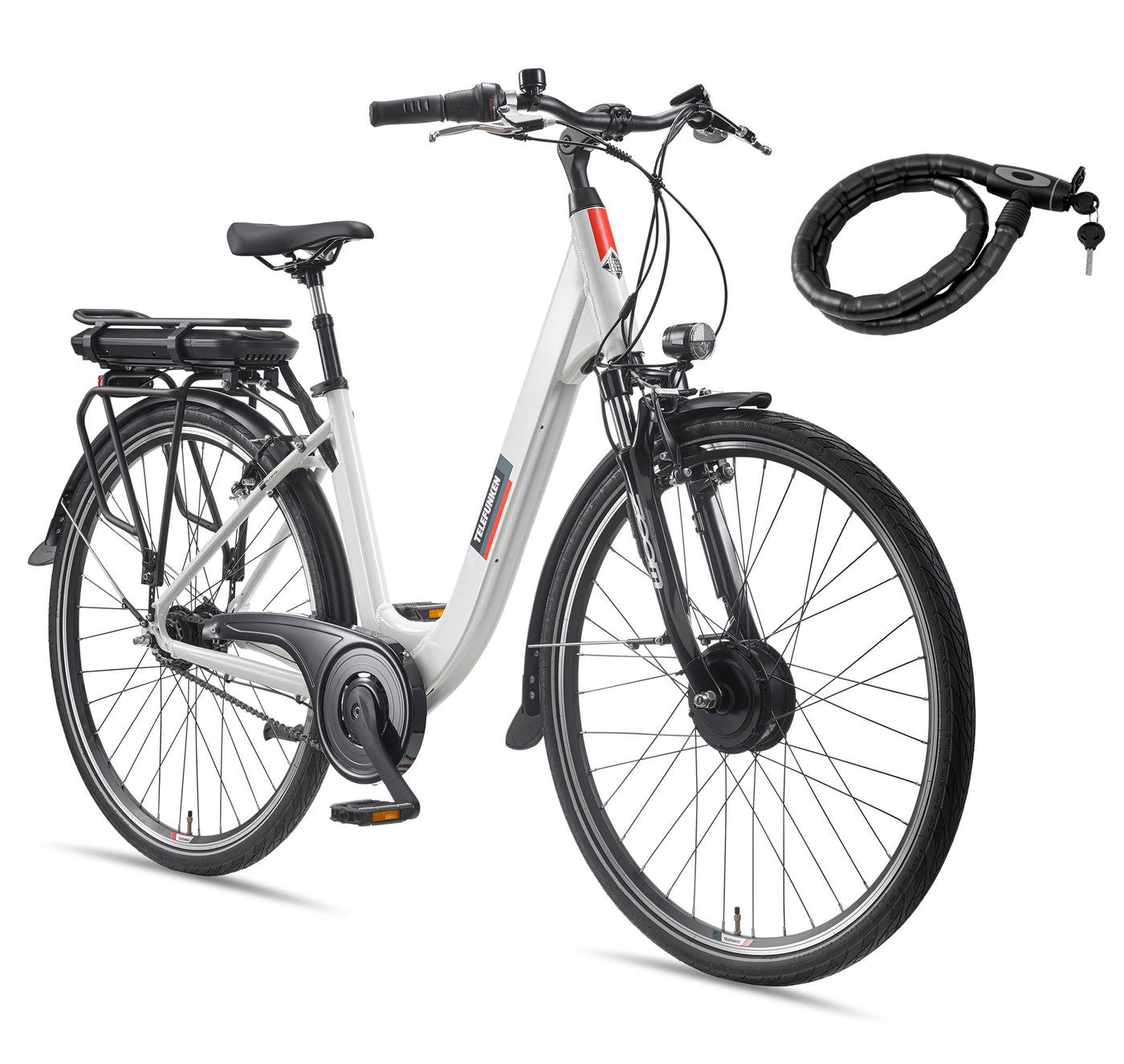 TELEFUNKEN E-Bike Damen 28 Zoll, Elektrofahrrad Frontmotor, 7-Gang Nabenschaltung, V-Bremsen, Pedelec Citybike inkl. Fahrradschloss, RC845 Multitalent