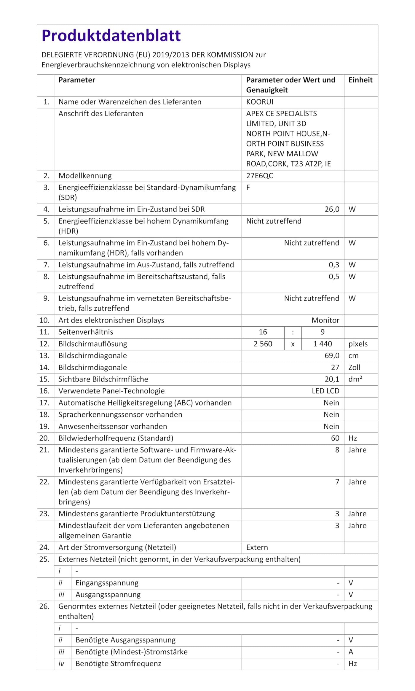 KOORUI Curved Monitor - 27 Zoll FHD Curved Computer Monitor, VA-Panel, 75Hz, Krümmung 1800R, Neigungsverstellung, Augenpflege, HDMI, VGA Gaming Monitor, Schwarz