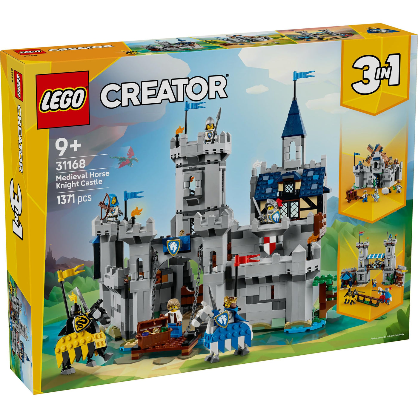 LEGO Creator Ritterburg im Mittelalter - 3-in-1-Bauset - Spielzeug Ritterburg - Umwandelbar in Ritterturnier-Szene oder Stadt - 6 Minifiguren - Geschenk für Jungen und Mädchen ab 9 Jahren 31168