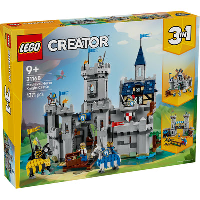 LEGO Creator Ritterburg im Mittelalter - 3-in-1-Bauset - Spielzeug Ritterburg - Umwandelbar in Ritterturnier-Szene oder Stadt - 6 Minifiguren - Geschenk für Jungen und Mädchen ab 9 Jahren 31168