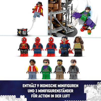LEGO 76261 Marvel Spider-Mans großer Showdown, Spider-Man: No Way Home-Set mit 3 Peter Parker-Minifiguren sowie Green Goblin, Electro, Sandman, Ned, Doctor Strange und MJ, Sammlermodell