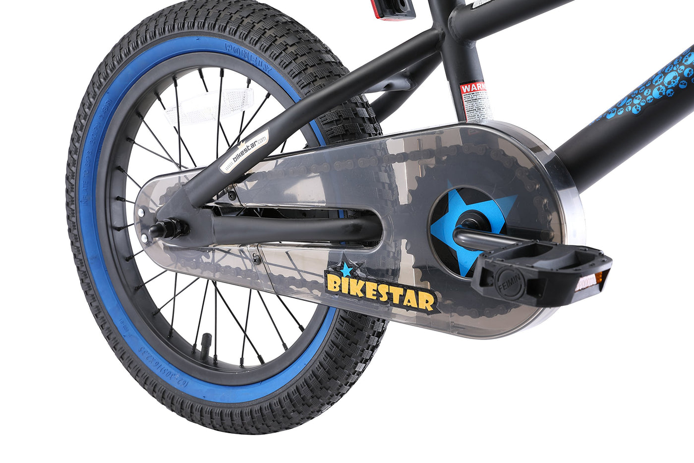 BIKESTAR Kinderfahrrad für Mädchen und Jungen ab 4-5 Jahre | 16 Zoll Kinderrad Kinder BMX Freestyle | Fahrrad für Kinder Schwarz & Blau | Risikofrei Testen