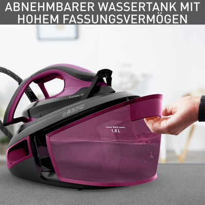 Tefal SV8152 EXPRESS VISION, LED Beleuchtung, leistungsstarker 6,9-Bar-Druck, Dampfstoß: 480g/Min., Smart Temp-Technologie, abnehmbarer Kalk-Kollektor, Eco-Modus, 1,8 L Wassertank, Lila