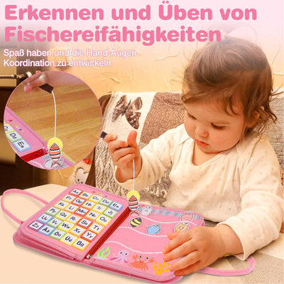 JHkim Busy Board Deutsch Montessori Spielzeug ab 1 2 3 4 Jahre, Jungen & Mädchen, Kinder Sensorik Geschenk, Activity Board Lernspielzeug, Motorikspielzeug für Reise Auto & Flugzeug