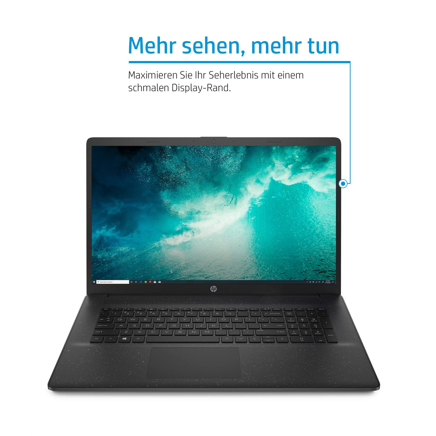 HP Laptop 17,3 Zoll HD+ Display, Intel Celeron N4120, 8GB DDR4 RAM, 256GB SSD, Intel UHD 600 Grafik, Windows 11, QWERTZ Tastatur, Schwarz