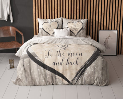 Sleeptime Bettwäsche 4teilig 135cm x 200cm 4teilig braun - Love - weich & bügelfrei Bettbezüge mit Reißverschluss - Bettwäsche Set mit 2 Kissenbezüge 80cm x 80cm