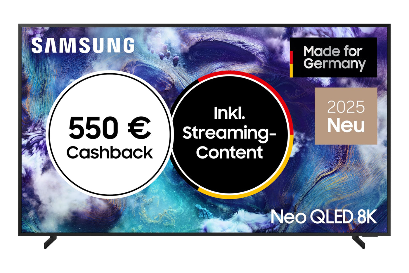 SAMSUNG Neo QLED 8K QN900F 75 Zoll (189 cm) Mini LED, UHD Fernseher, 8K AI Upscaling, Glare Free, Metal Frame Design, Knox Security, Dolby Atmos, Art Store Galerie, Samsung Vision AI Smart TV (2025)