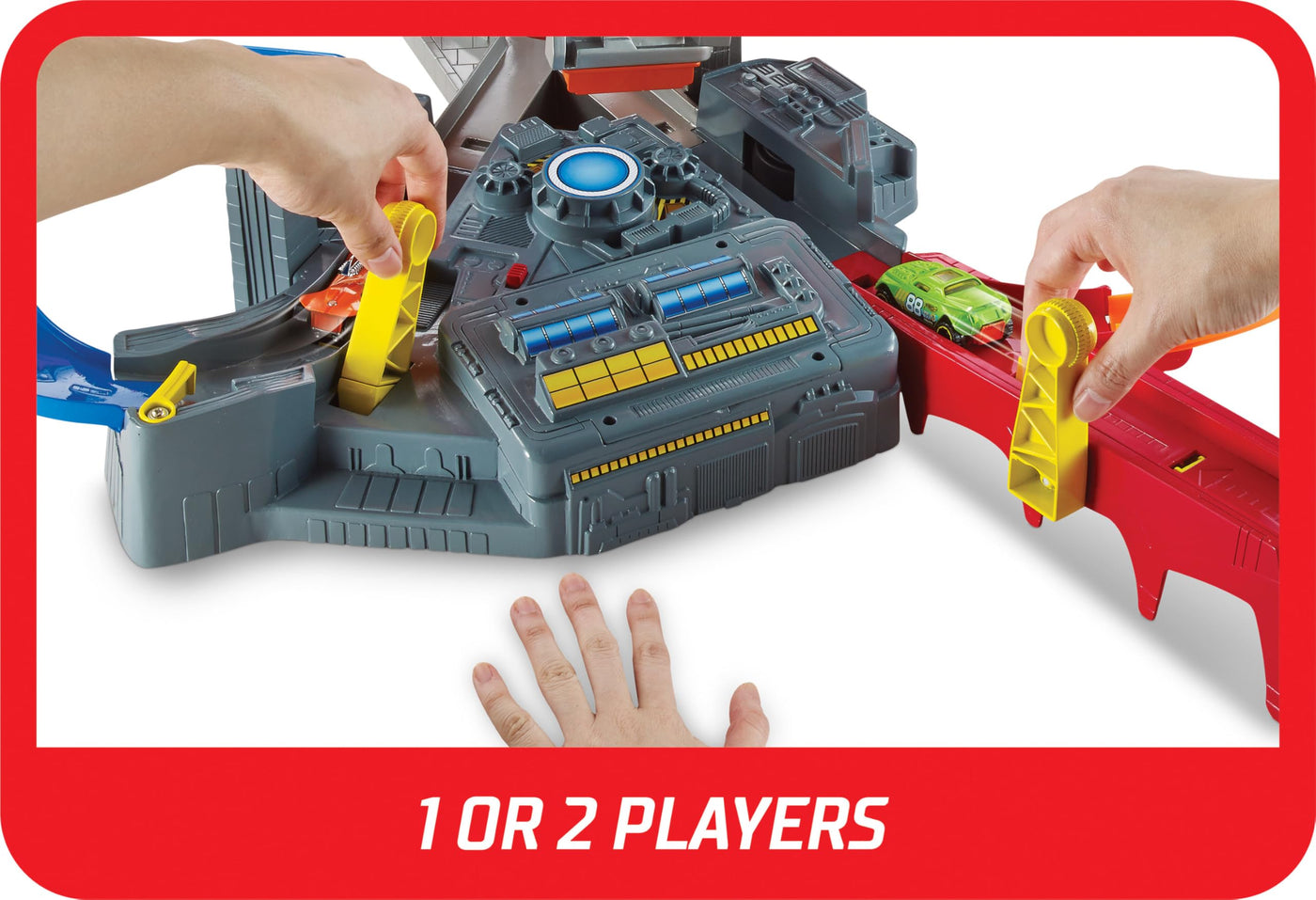 Hot Wheels Autorennbahn Mega Crash Superbahn, mit Looping Tracks und Kurven, inkl. 1 Spielzeugauto und 2 Starter, Auto Spielzeug, Spielzeug ab 6 Jahre, CDL45