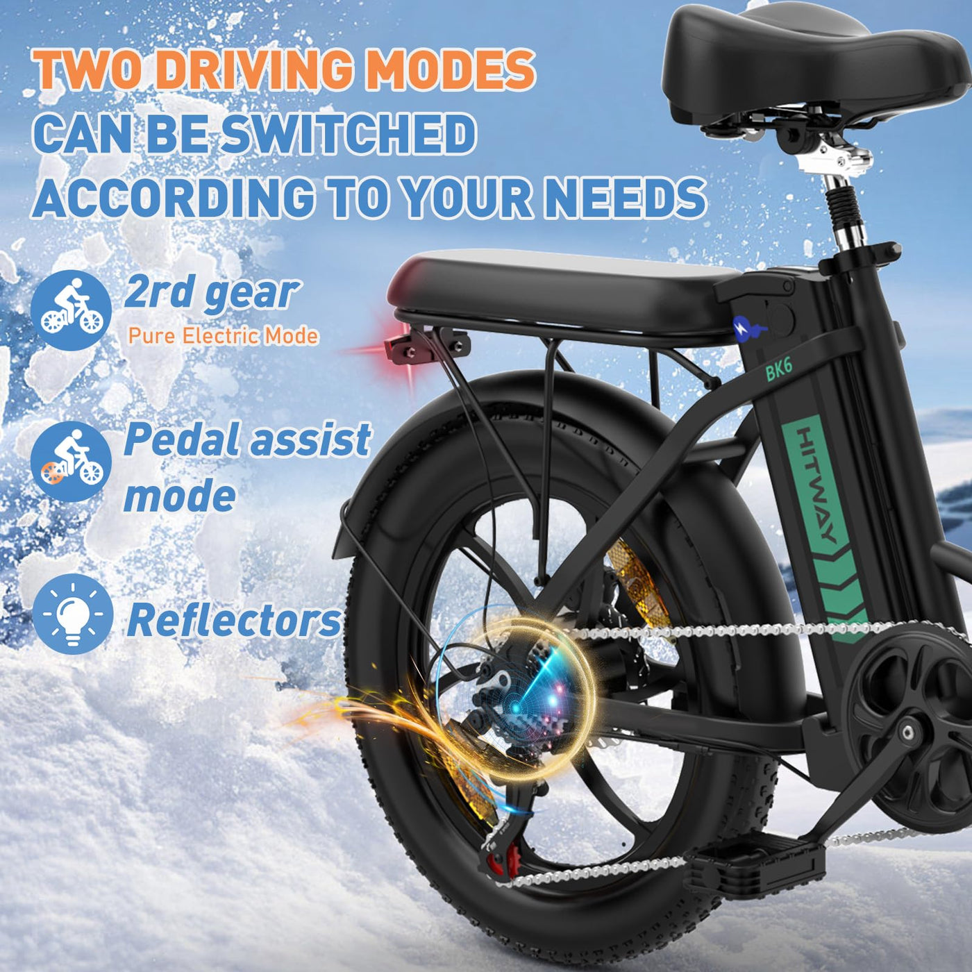 HITWAY E Bike Elektrofahrrad E-Fahrrad 20 Zoll Fat Tire faltbares Elektrofahrrad, 250W/36V/12 Ah Akku, Maximale Laufleistung 35–90 km