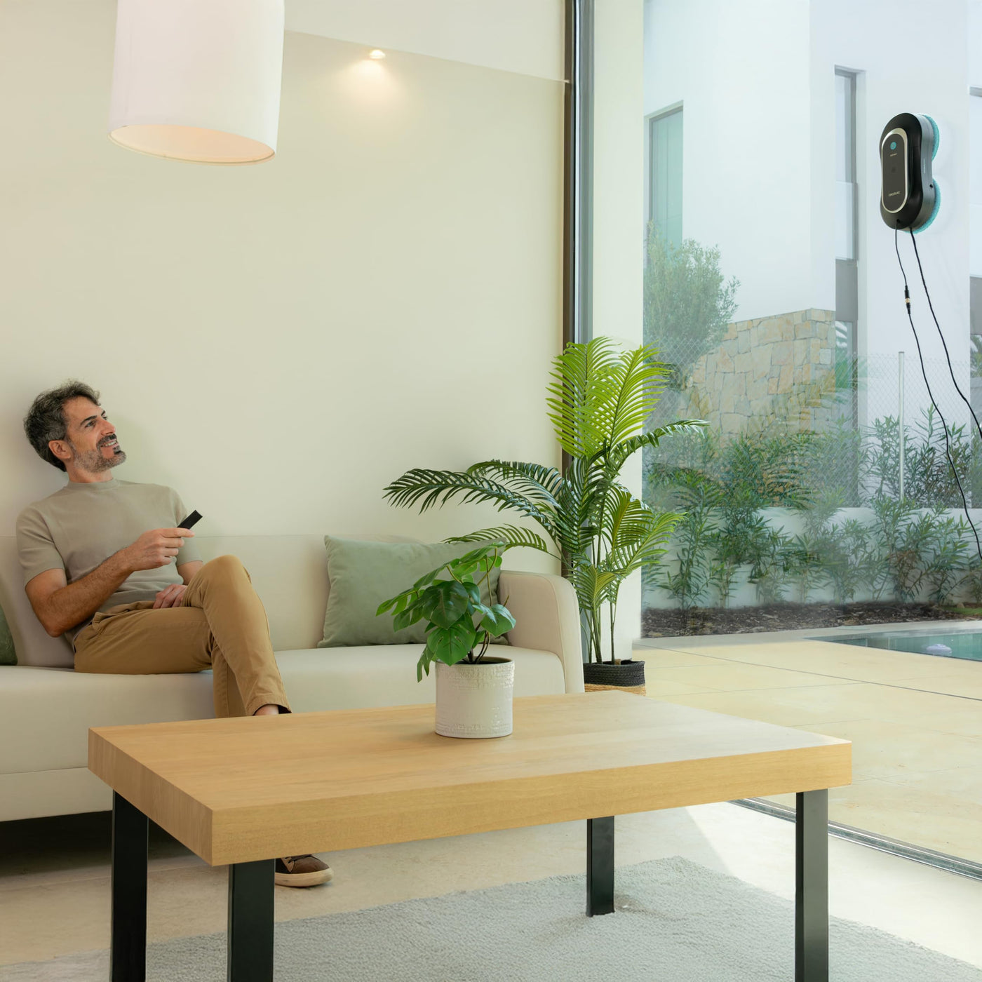 Cecotec Robot Fensterreiniger Conga Windroid 1090 Double Spray Connected 3in1; Sprüht, reinigt und trocknet, Doppelspray, APP, Fernbedienung, 8Modi, Aktionsradius 7,5m, Sicherheitskordel, Reinigungsse